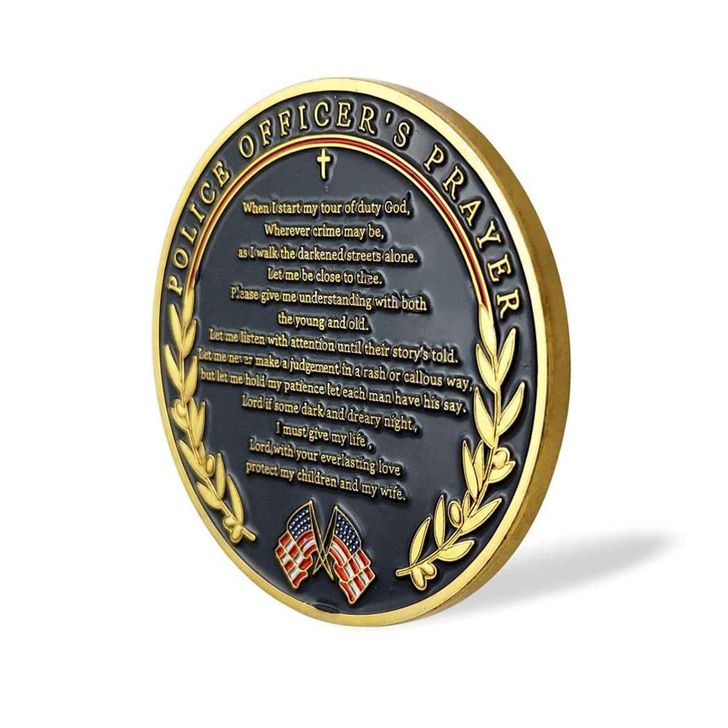 Thin Blue Line Police Prayer Coins -5 Thin Blue Line Police Prayer Coins -5
