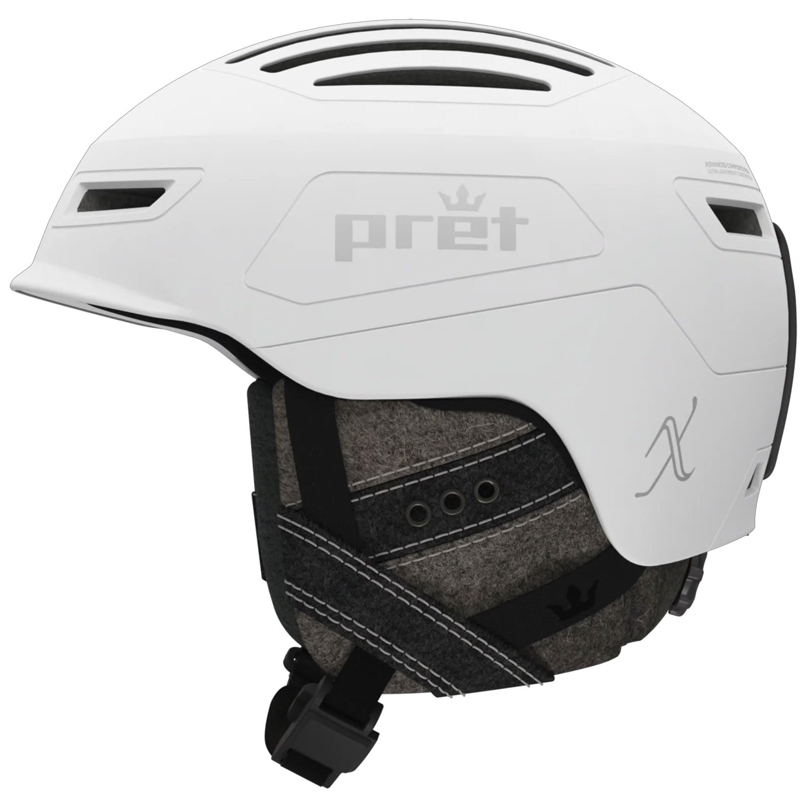 PRET Women's Corona X Durable Lightweight Breathable Goggle Compatible Winter Sports Snowboarding & Skiing Helmet with Removable Ear Covers, White, Medium