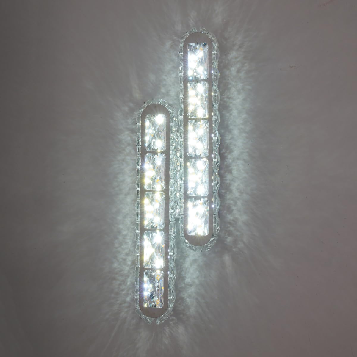 SXSCARKX Golden Crystal Wall Sconce, Modern Creative lamp, Minimalist Art V-Shaped Warm/Neutral/White Light, Living Room Bedroom Corridor Office Bathroom Vanity (Chrome H40cm)