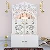 Wooden Home Temple with Door, Shelf & Built-in LED Light | MDF Pooja Mandir with Drawer for Home, Office, Studio | DIY Floor Standing Mandir (18D x 22.5W x 38H Inch) (Divine, White)