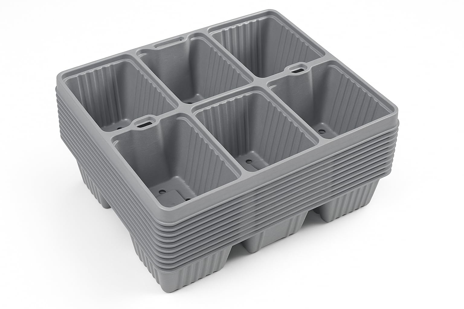 Hadley 6 Cell Seedling Trays, 10 Pack, Grey