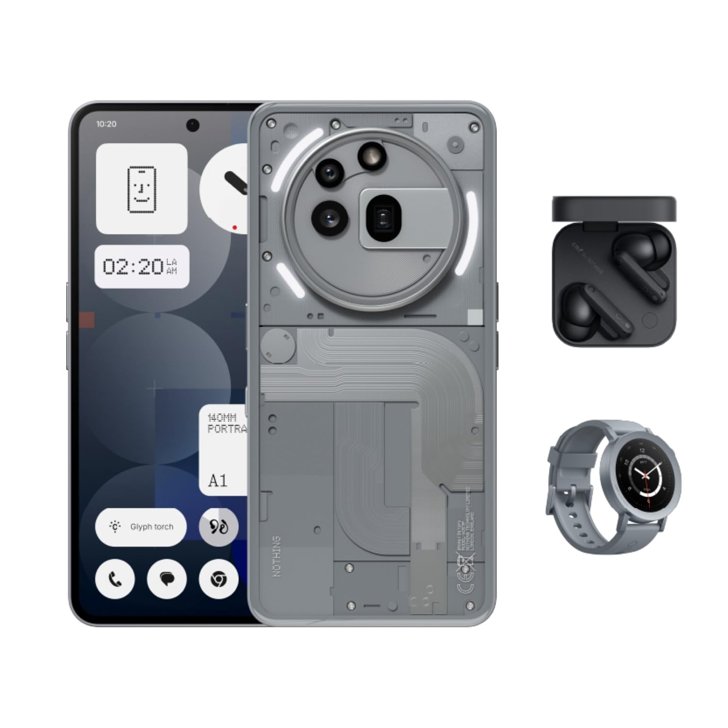 Nothing Phone (3a) Pro 12GB+256GB, Grey, with Bundle : Buy Online