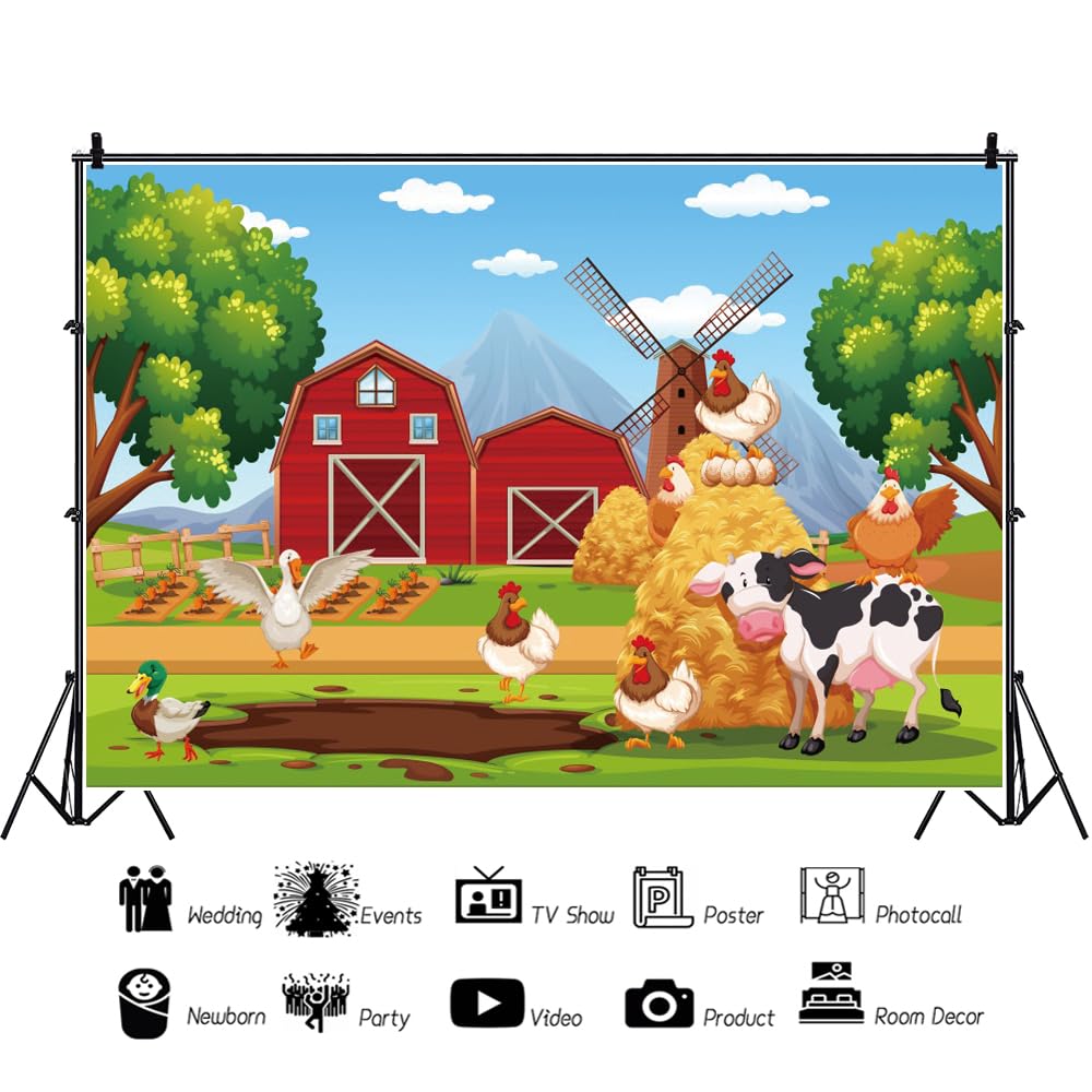 Cartoon Boerderij Achtergrond Boerderij Rode Schuur Fotografie