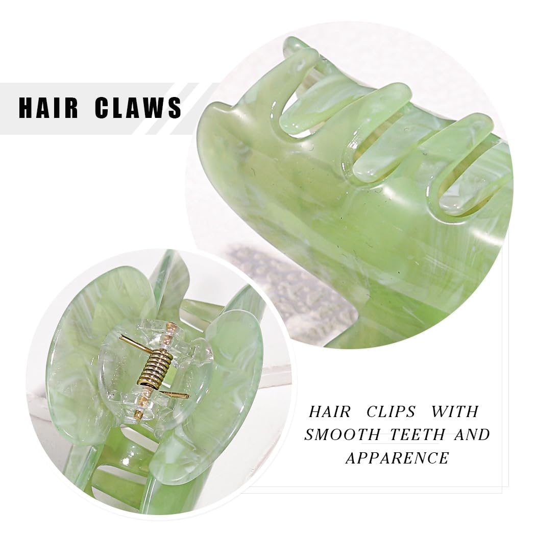 Reaky Acrylic Claw Clip Pink Hair Clips Cute Medium Hair Claws Hair Accessories for Women (Beige+Green) - Image 4