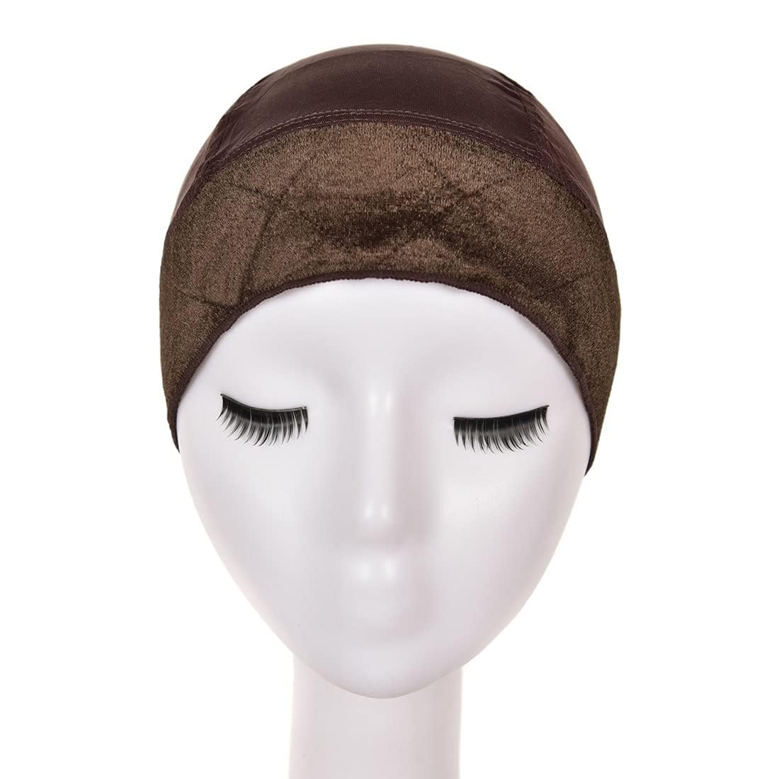 Wig Grip Cap Wig Grip Headband with Cap for Women 2-in-1 Wig Grip Band Plus Wig Cap for Lace Wigs and Frontals No-slip Comfort Velvet Adjustable Wig Grip Cap (Dark Brown)