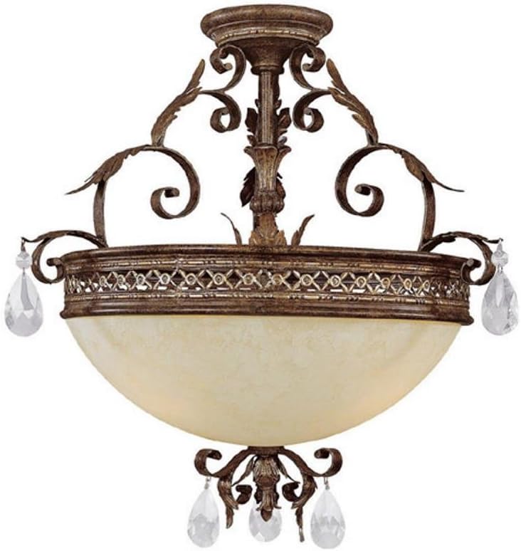 Grandview 3 Light SemiFlush Mount Decorative Ceiling Medallions