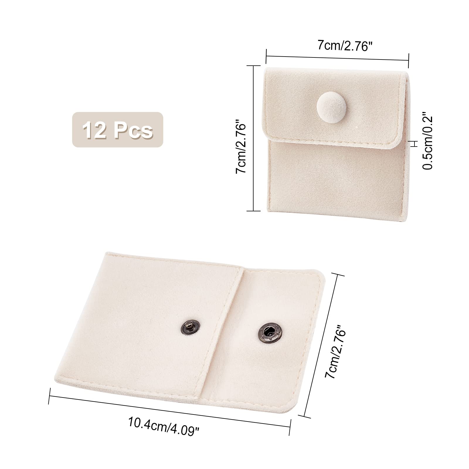12 Sacchetti Velluto Per Gioielli - 7x7 Cm, Con Bottone A Pressione, Verde - Foto 11