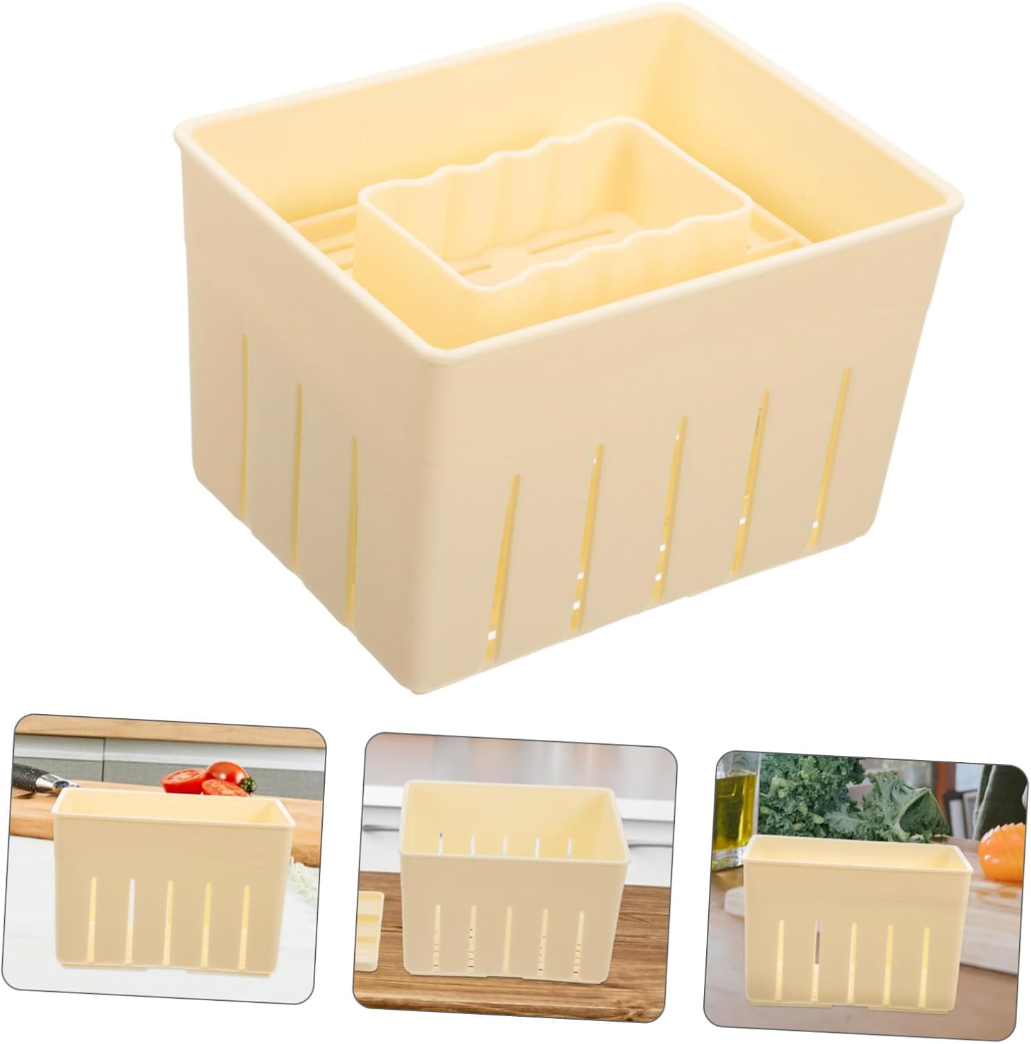 Plastic Tofu Mold 3 Sets with Lid for DIY Cheese Making