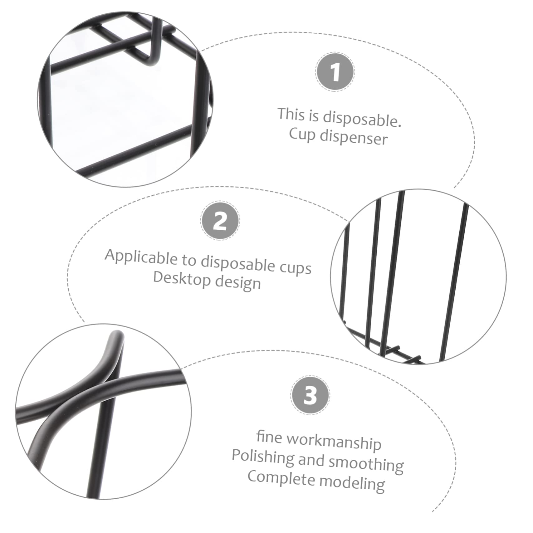 BRIGHTFUFU 1Pc Coffee Cup Holder Rack Black Iron Disposable Cup Dispenser for Kitchen Bar Party Use Organize Your Coffee Tea Cups with Stylish Design