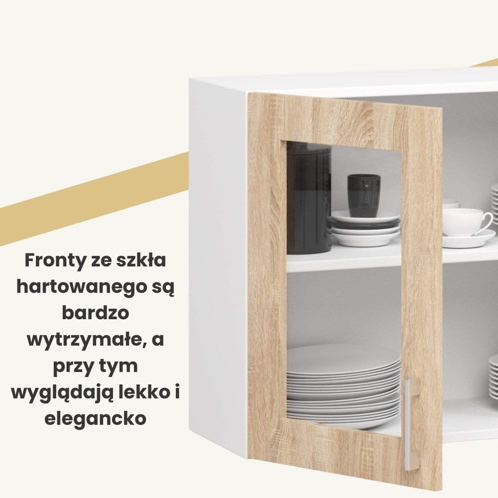 AKORD Küchenschrank Lima | Funktional | Langlebig | Modernes Design | Für große und kleine Küchen | Pflegeleicht | Kombinierbar mit Anderen Möbeln aus der Serie | Weiß | Sonoma-Eiche