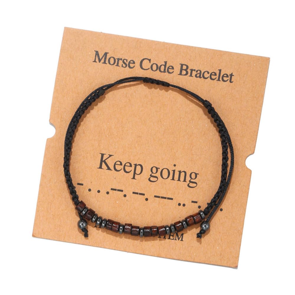 Morse Code Bracelets for Women Men Gifts for Her Best Friend Funny Inspirational Bracelets for Women Jewelry Adjustable Silk Beaded Wrap Bracelet