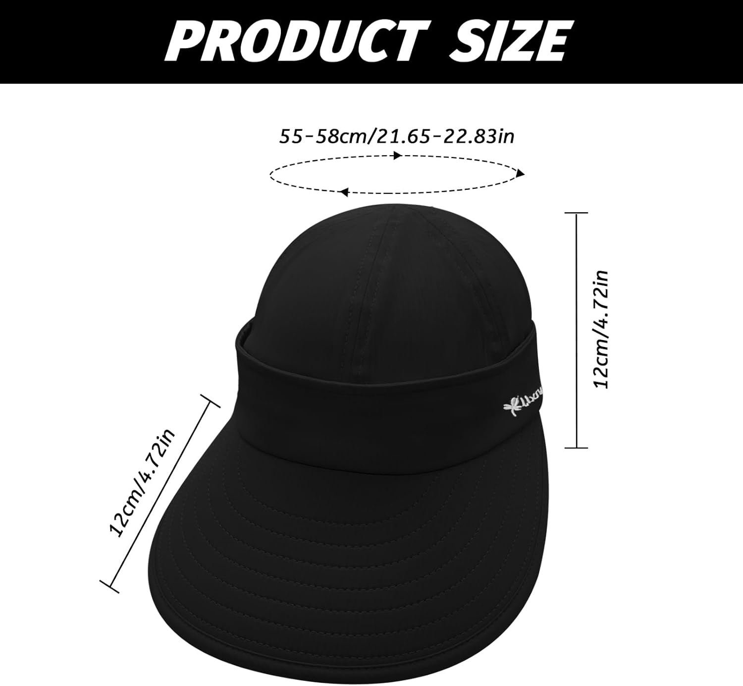 LJCZKA Wide Brim Sun Visor Hat for Women,2 in 1 Zip-Off Sun Protection Visor,Packable Ponytail Visor for Daily Outdoor Sport - Image 5