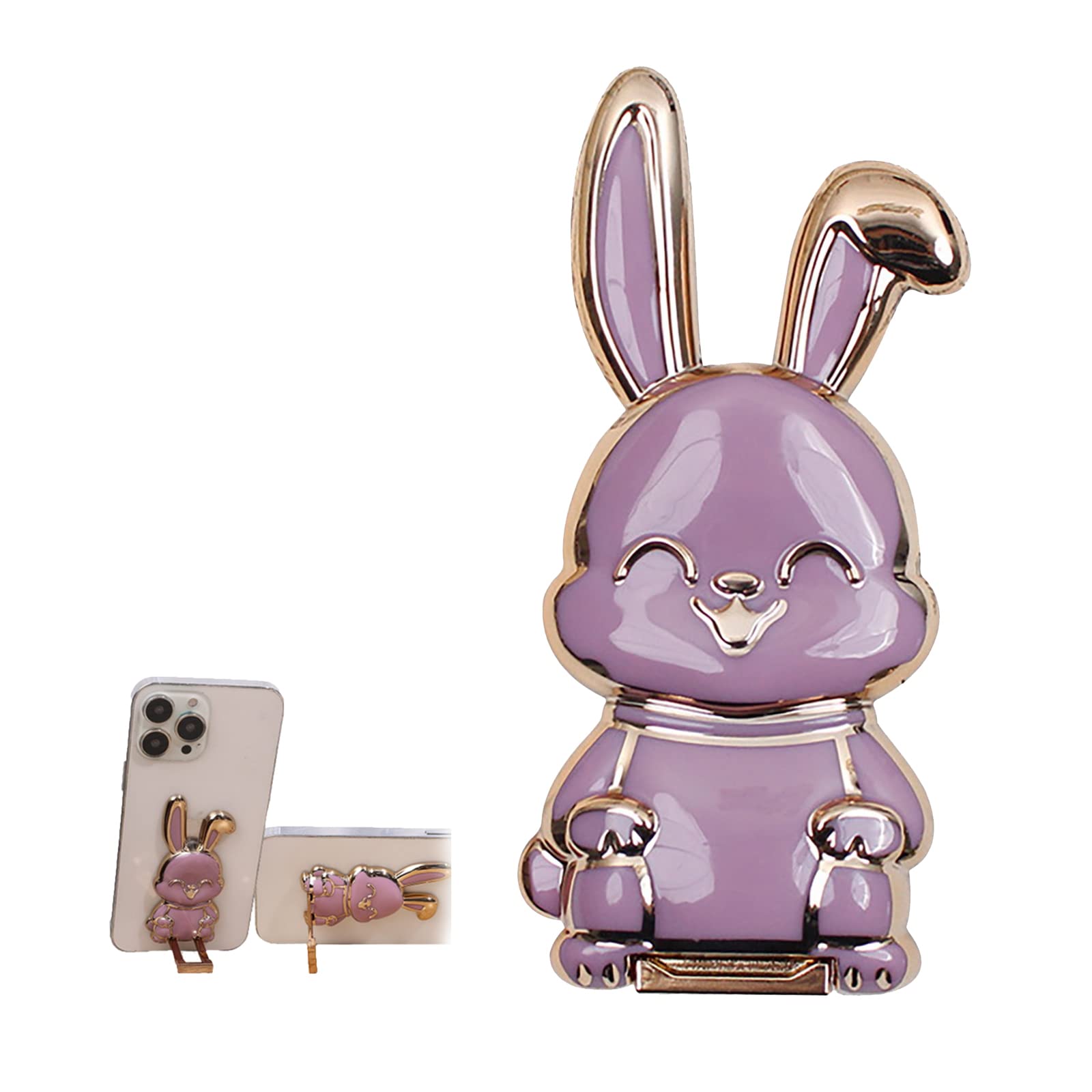 COTTNY Foldable Bunny Phone Bracket, Easter Bunny Phone Holder, Portable Cute Rabbit Universal Phone Stand with Pull Rod & Folding Design for Enjoy the Drama Time with Unrestricted Posture