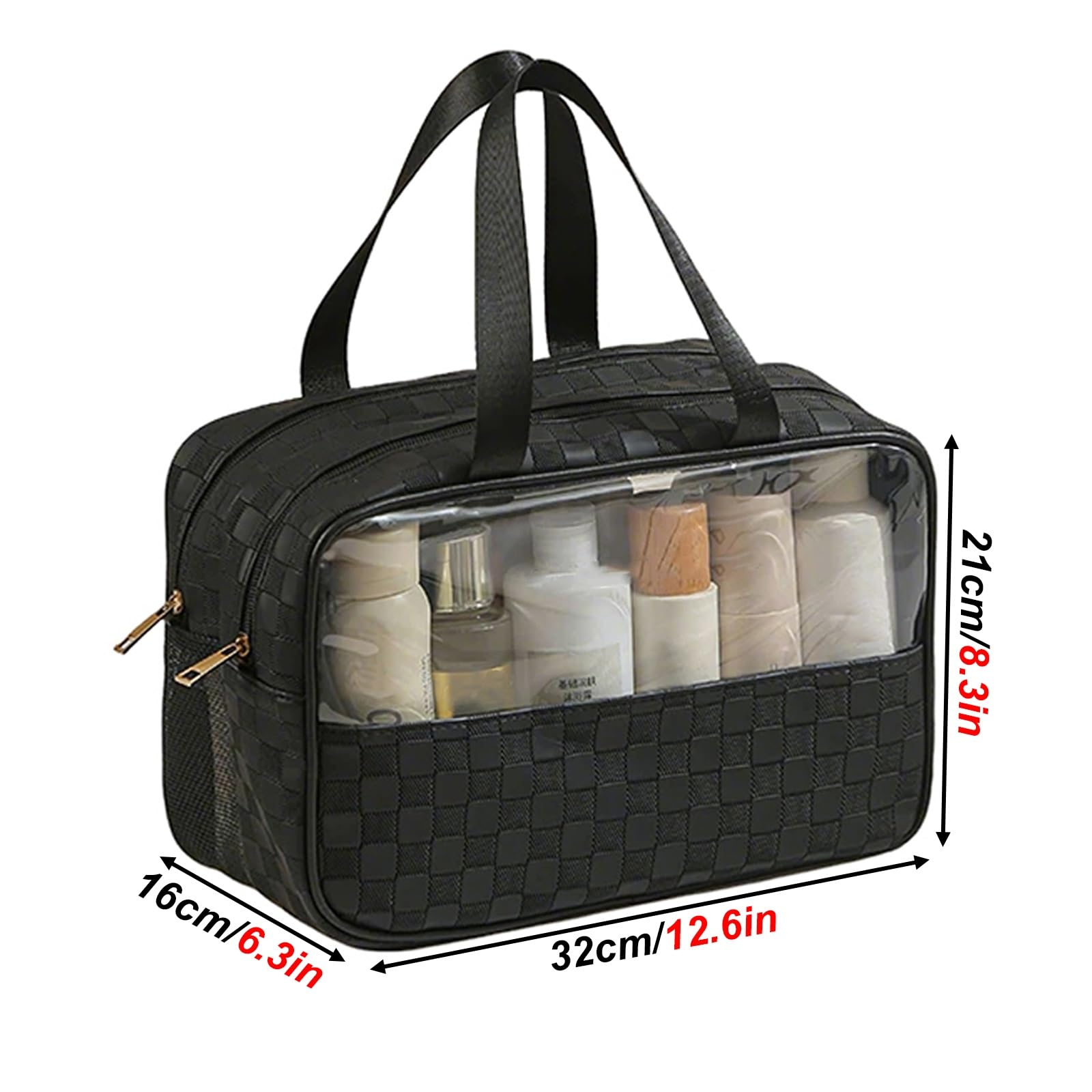 wasserdichte Reisetasche aus PU-Leder, tragbare Kosmetiktasche für Damen, zweilagiges Design, Separate Fächer für Nass- und Trockenteile, jederzeit einsatzbereit, für mehr Komfort