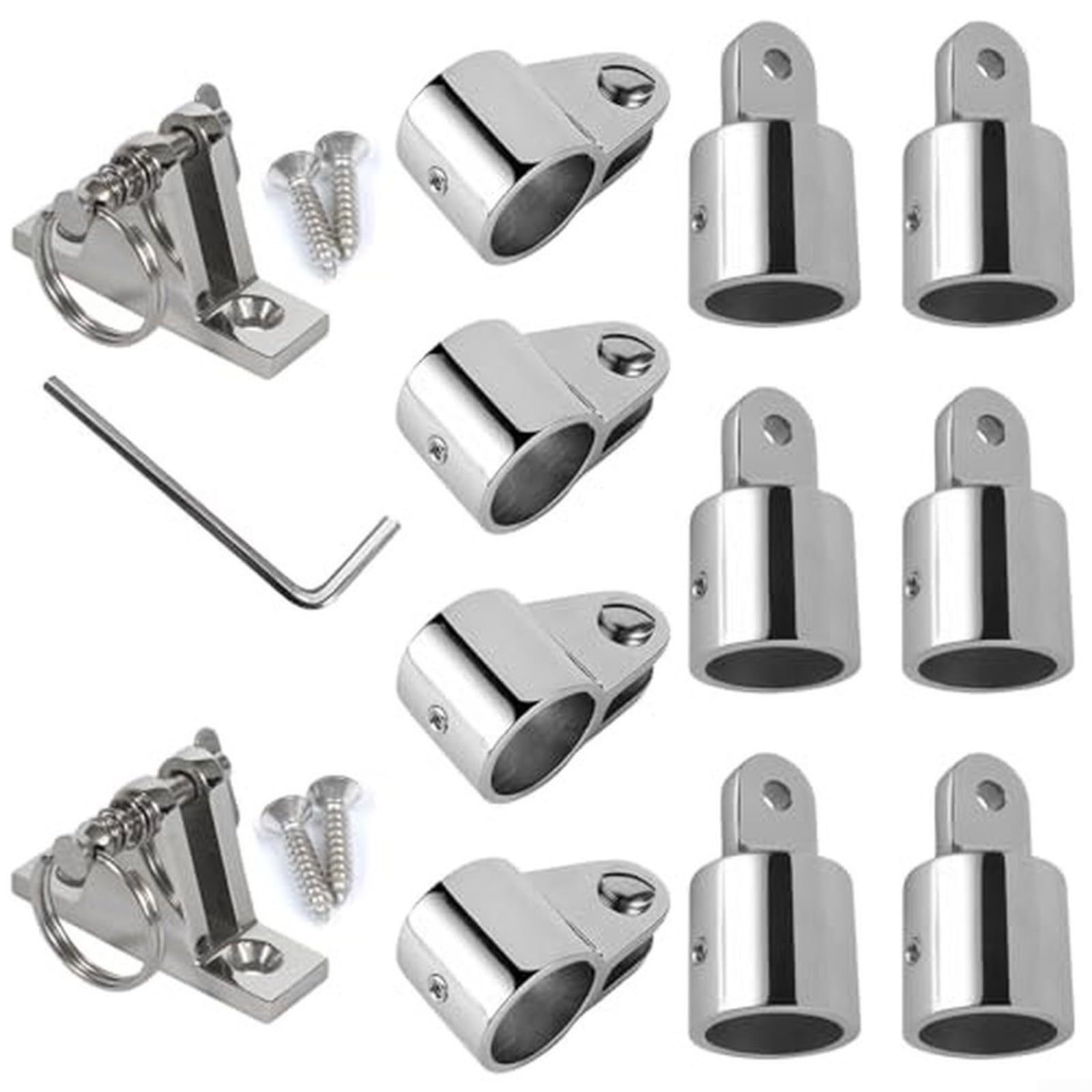 12-teiliges Top-Fittings-Set Aus 316 Edelstahl Für Bimini-Top, Polierte Bootsmarkisen-Beschläge Mit Ösen Und Klammern Für 7/8-Zoll-Rohre(22mm)