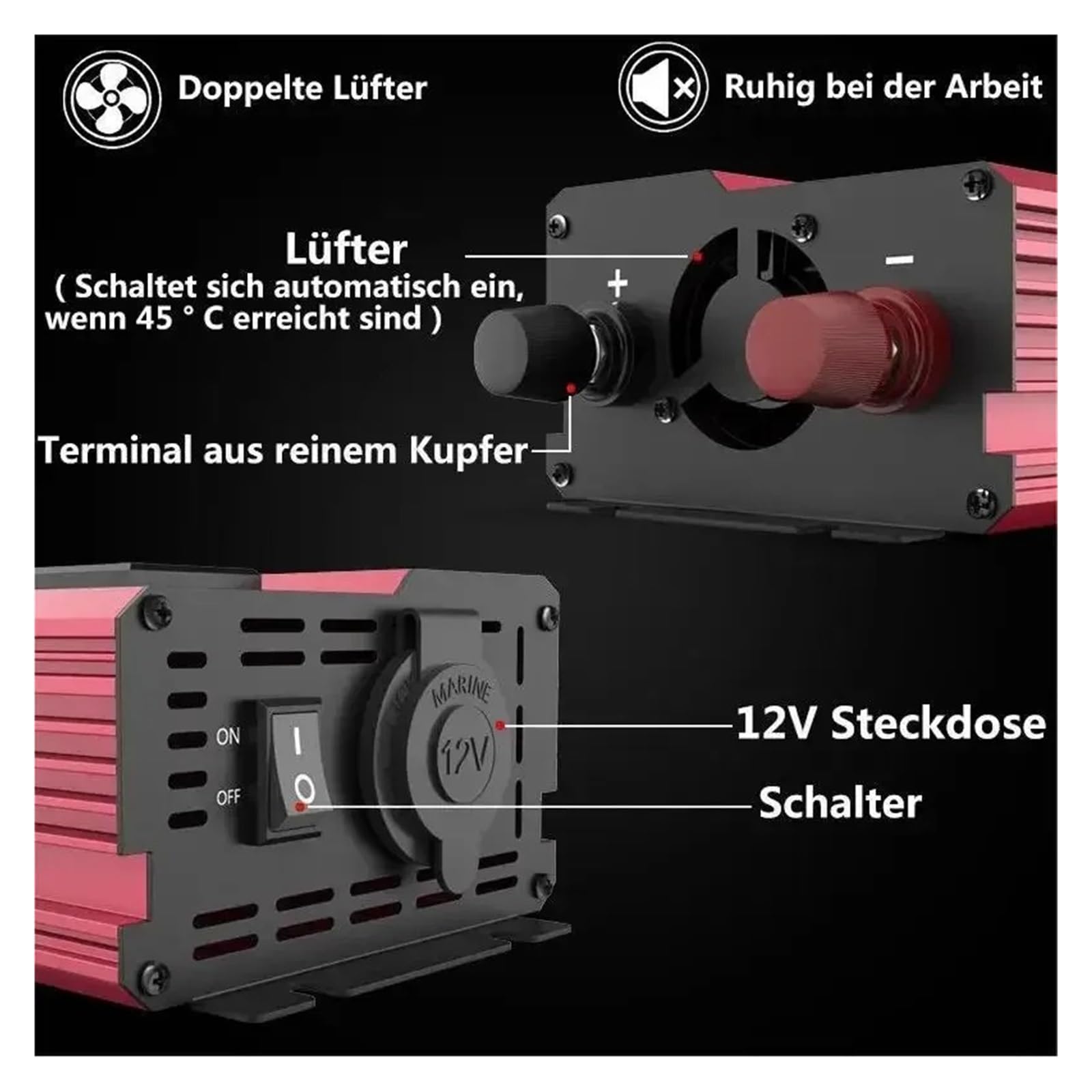 Convertisseur Tension Onduleur 4000 W 3000 W DC 12 V vers AC 220 V 230 V pour Camping-Car Téléphone Voiture Transformateur avec 4 Prises USB UE Affichage LED(4000W)