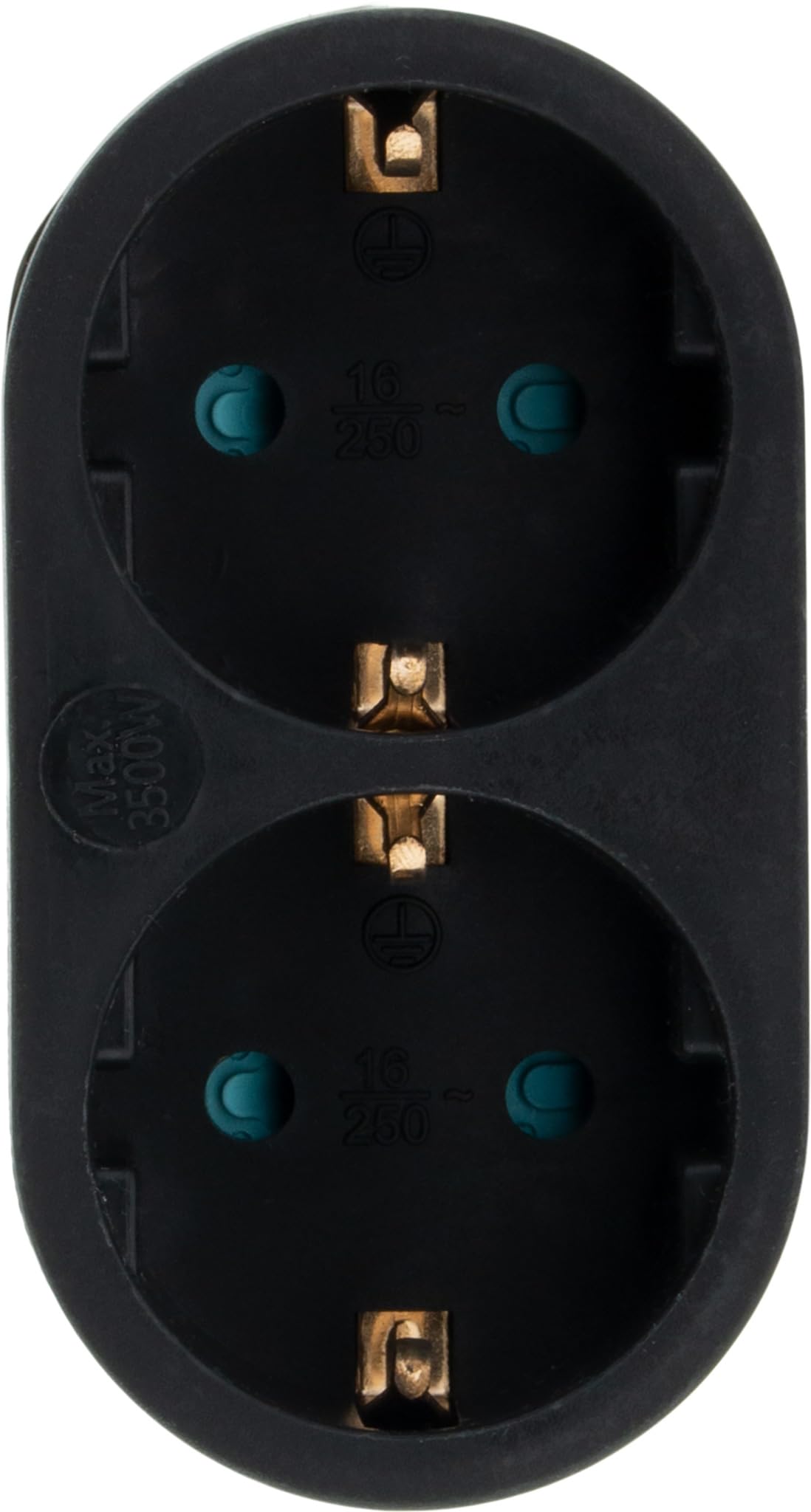 Zenitech, gniazdo Biplite, model Schuko, 16A, idealne do urządzeń elektrycznych, nowoczesny i elegancki design, idealne do domu lub biura - 16A - Czarny - 2 gniazda