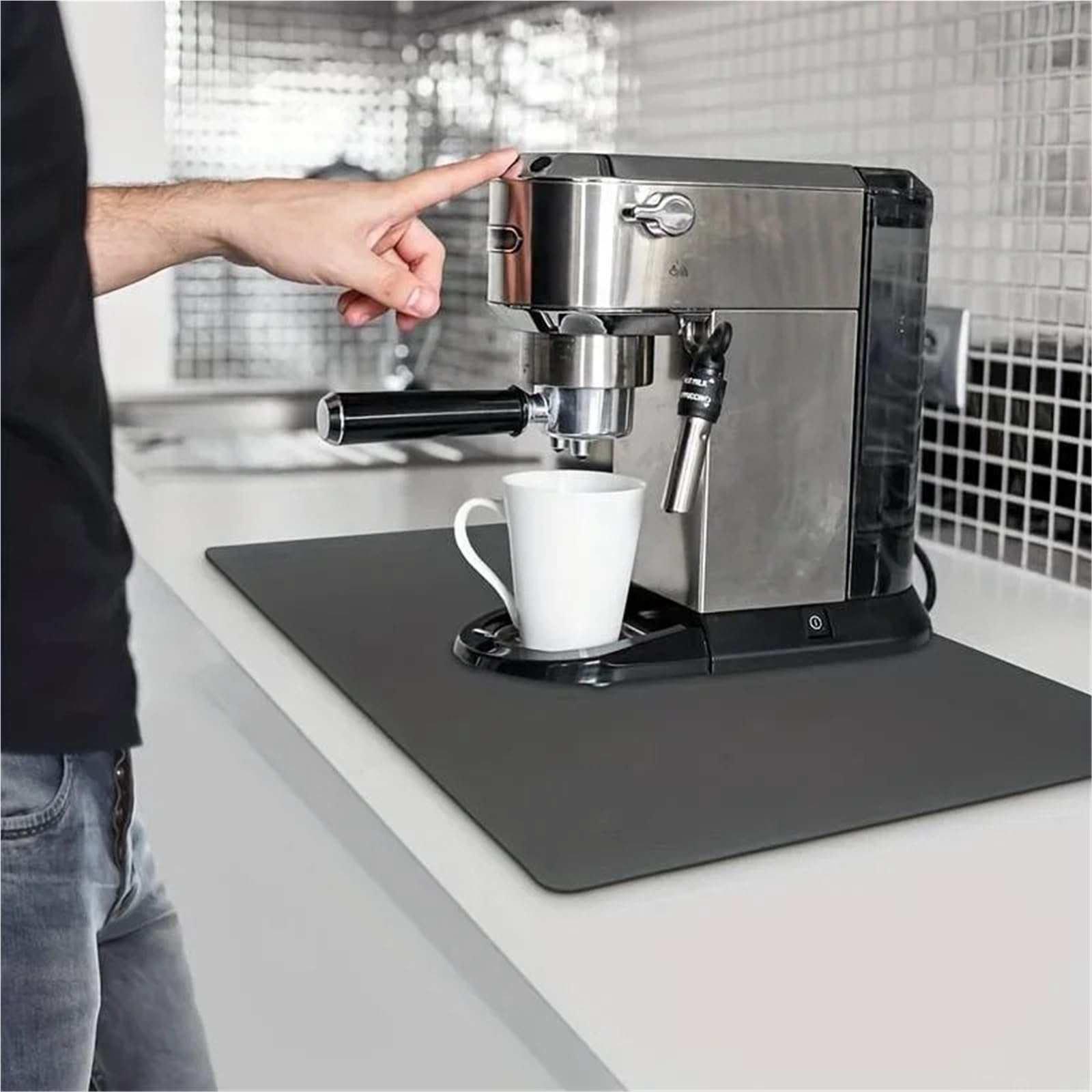 Mata pod barek kawowy 2 szt. Mata pod barek kawowy Akcesoria do barków kawowych Chłonna mata do suszenia naczyń na kuchenny blat z mikrofibry Pasuje pod ekspres do kawy (pomarańczo