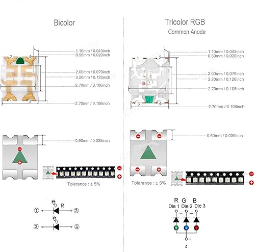 Miniatura 2 de 5 piezas 1206 3216 SMD LED diodo chip cálido blanco rojo verde azul amarillo naranja UV púrpura rosa RGB SMT lámpara emisión de perlas de luz (color
