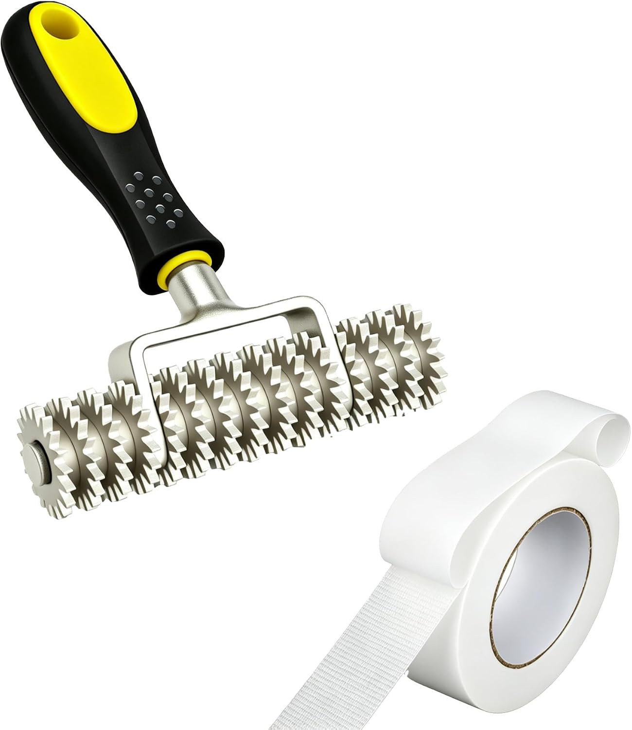 Carpet Seam Roller with Double Sided Carpet Tape Kit, Ergonomic Non-Slip Handle, 2.4" x 11 Yd (33 Ft) Strong Adhesive Residue Free, Heat-Free DIY Carpet Seam Repair for Home & Commercial Use