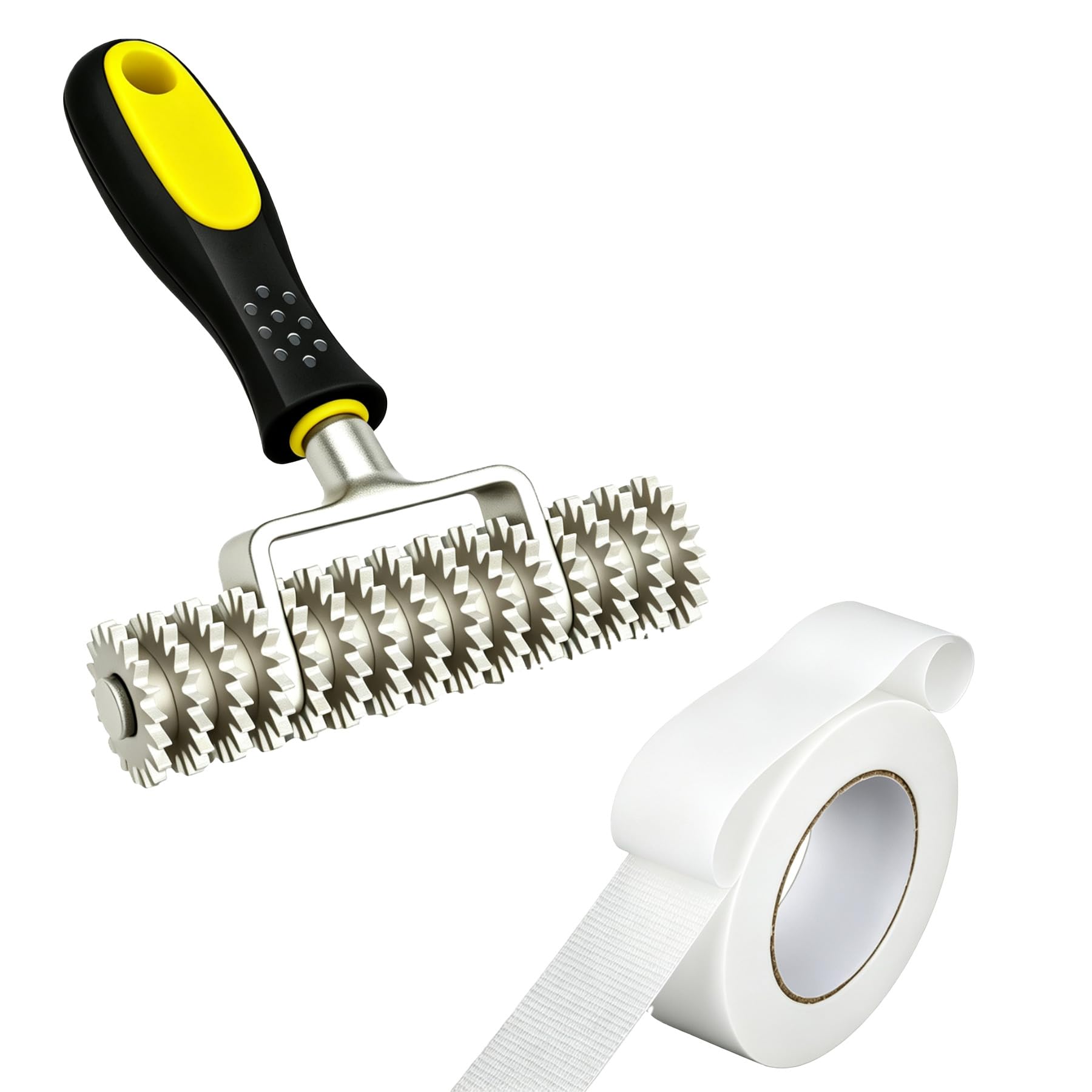 Carpet Seam Roller with Double Sided Carpet Tape Kit, Ergonomic Non-Slip Handle, 2.4" x 11 Yd (33 Ft) Strong Adhesive Residue Free, Heat-Free DIY Carpet Seam Repair for Home &amp; Commercial Use