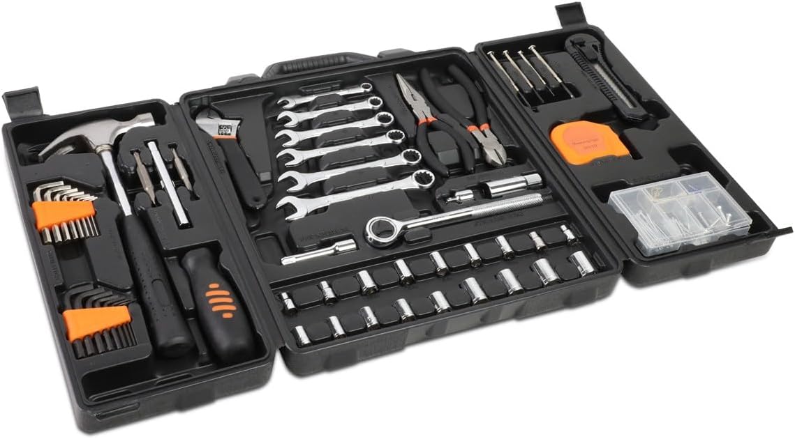 Auto Dynasty 160 Pcs Juego de Herramientas con Llaves y Dados Naranja