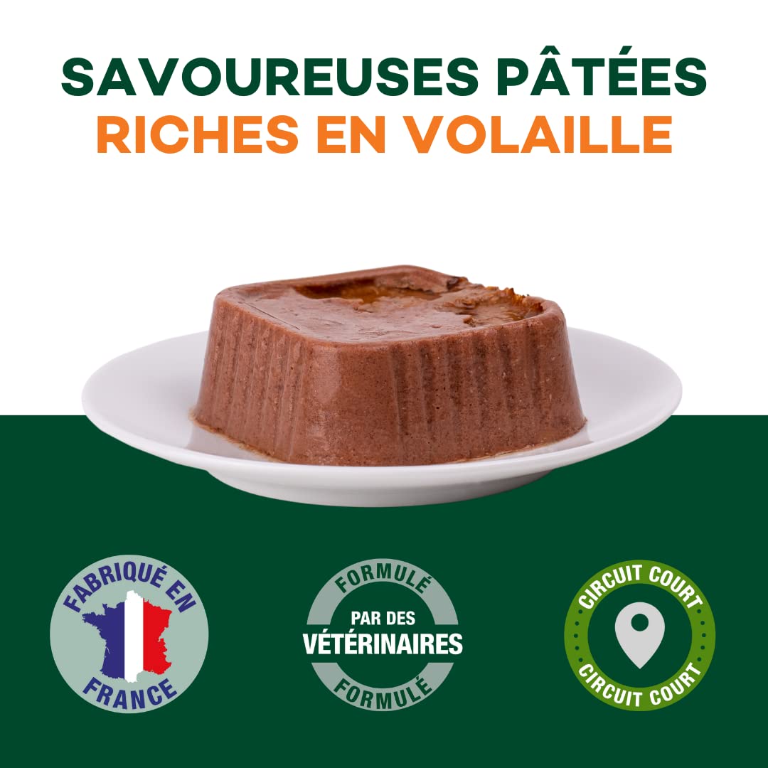 EQUILIBRE & INSTINCT - Chien Adulte - Pâtée Nourriture Humide Volaille - Transit Digestif Optimal - Recette Complète Formulée avec des Vétérinaires - 18x300g - Fabriqué en France
