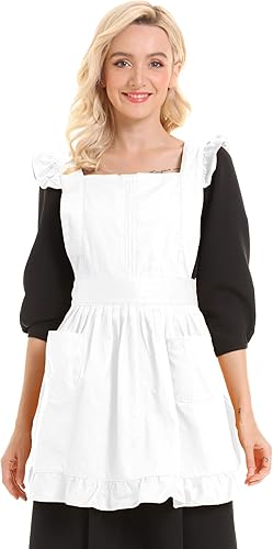 Miniatura 2 de Disfraz de mucama cocinera de mandil ajustable estilo retro LilMents Algodón Blanco talla única