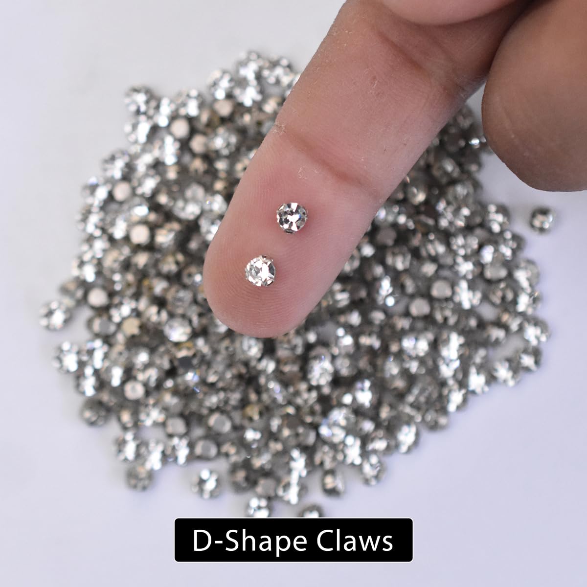 Embroiderymaterial Round Shape Sew on Glass Crystal Rhinestones with D Shape Claws for Craft, Embroidery and Jewellery Making-4MM(288 Pieces) Silver 2
