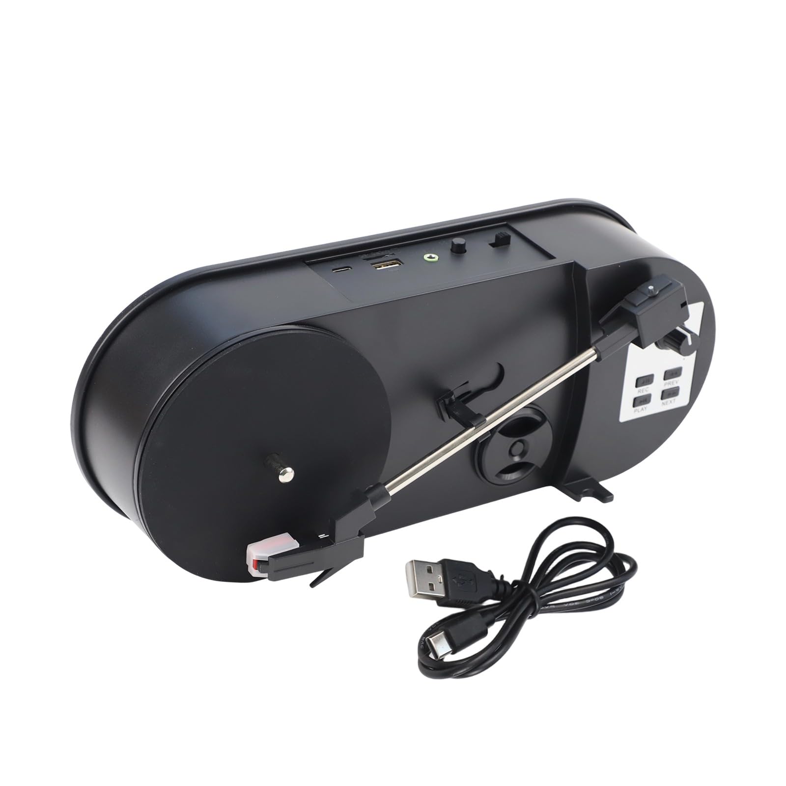 Giradischi compatto in vinile con conversione MP3 e registrazione SD, giradischi da 33/45 giri/min per configurazione mini, design ABS resistente, nero