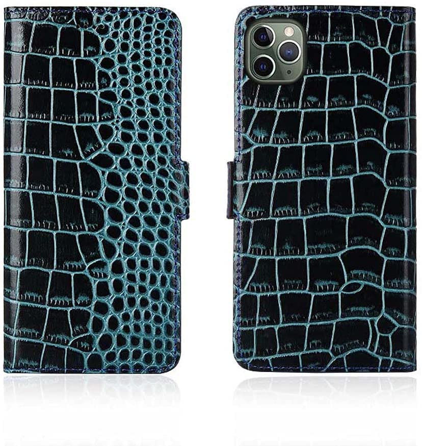 Étui iPhone 11 Pro Max cuir antichoc bleu avec porte-carte