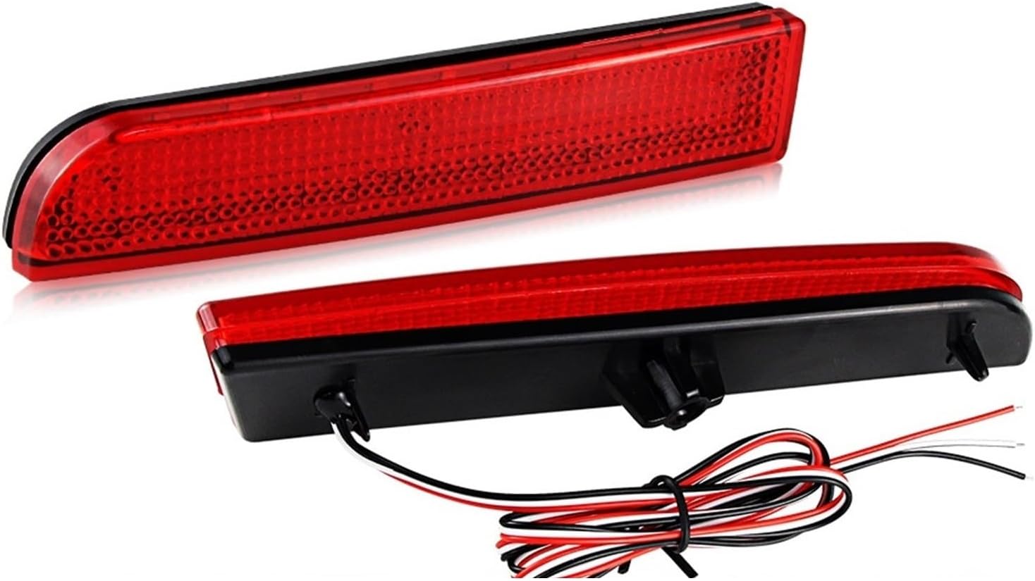 1 Pair Lens Rear Bumper Reflector LED Tail Brake Light 2011-2012 Compatible with Mitsubishi Outlander 08-17 Lancer(2pcs RED Lens)