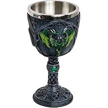 Mythical Green Dragon Goblet Celtic Fantasy Chalice Mug with Stainless Steel Insert for Home Decor & Collectors