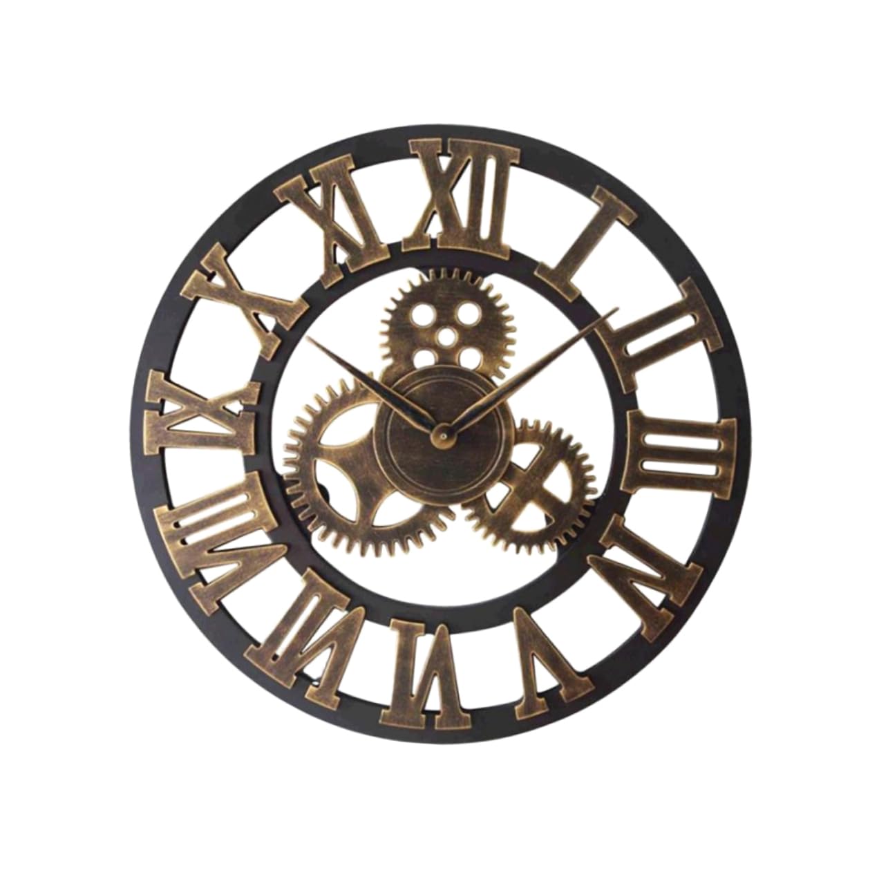 PRETYZOOM Reloj De Pared Industrial Diseño De Engranajes Retro y Decorativo Sin Dorado