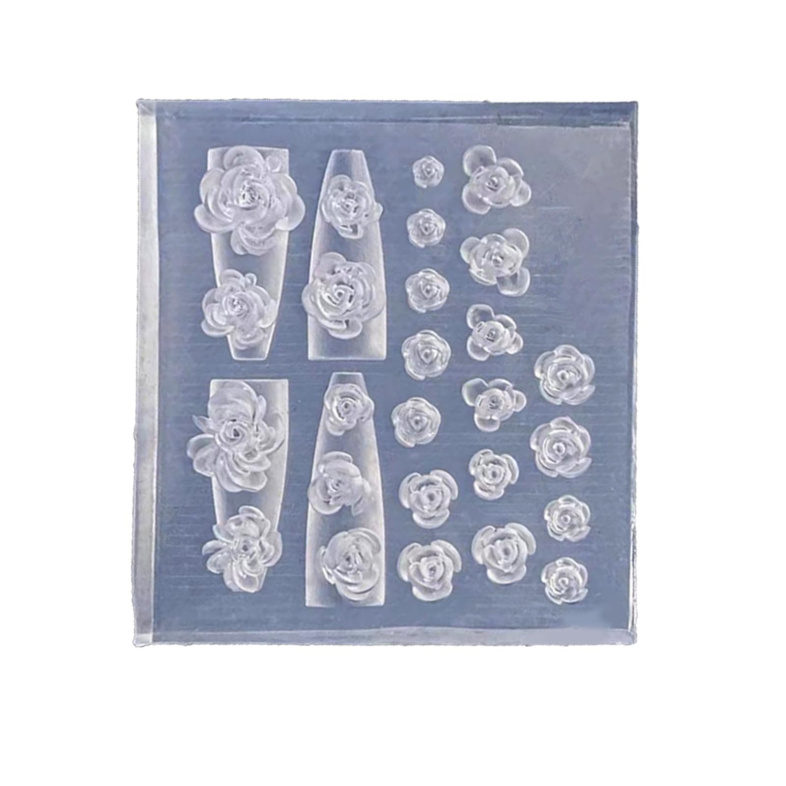 Xanhoy As Pictures Shown Sturdy Nails Art Embossing Mold 3D Rose Flowers Silicone Mould For Creative Resin Casting And Nails Decoration Projects