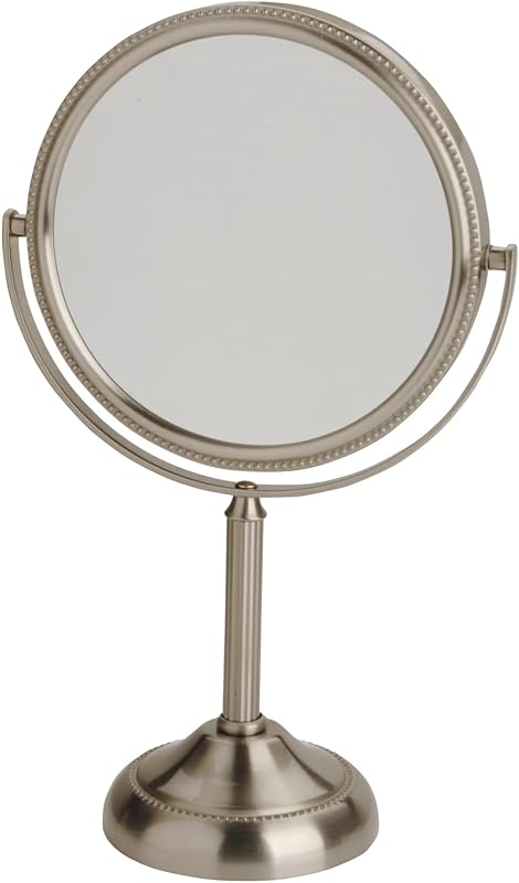 JERDON Espejo de maquillaje de mesa de 6" - Aumento 10X - Níquel - JP910NB | Diseño giratorio de dos caras, 11" de alto, portátil