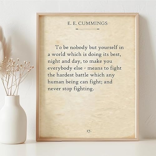 Vista 116 de To Be Nobody But Yourself - E.E. Cummings 11x14 Unframed Motivational Wall Art - Literature Book Posters for English Classroom, Home Office or