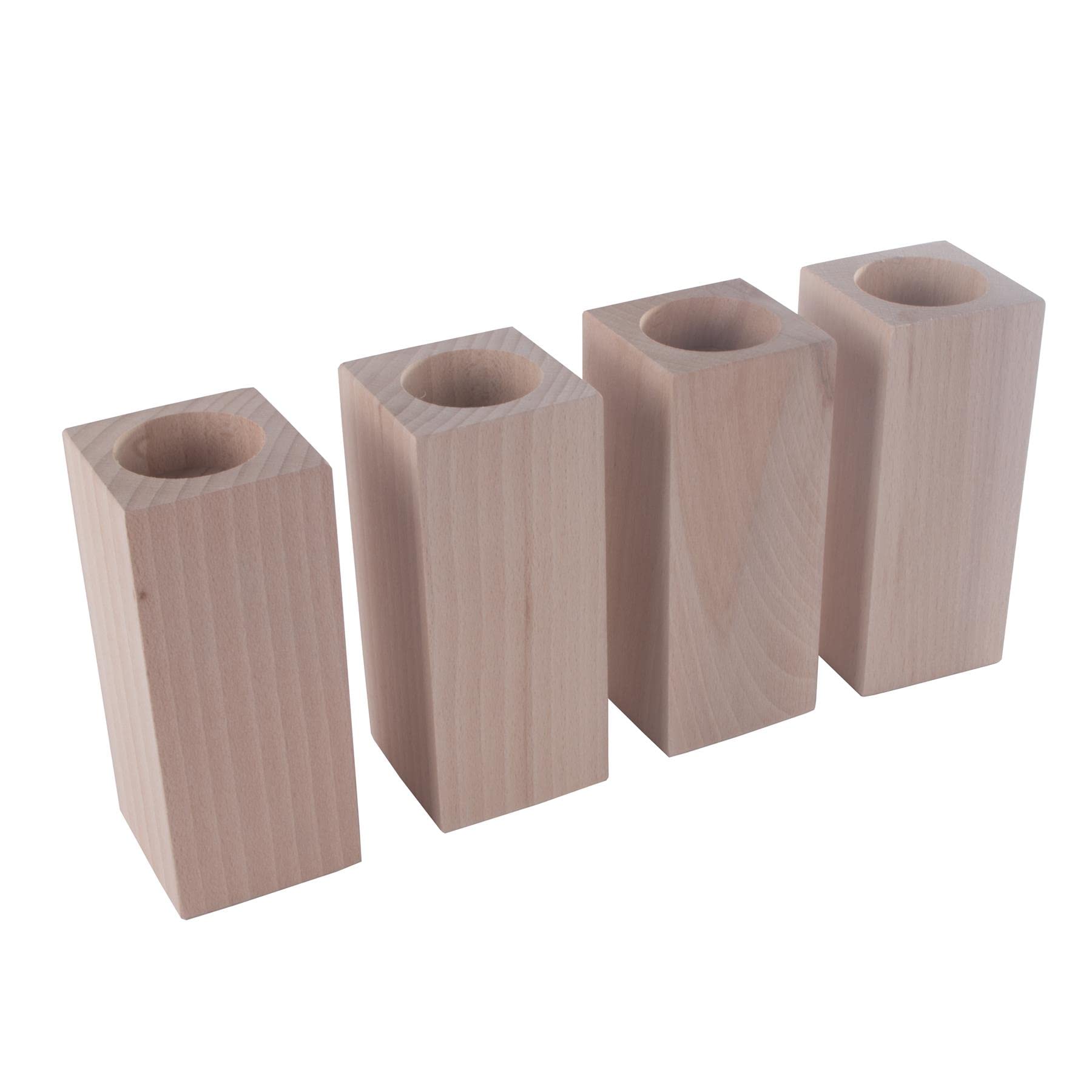 Woodeedoo Light Square Wooden Tea Candle Holder | Beechwood | 5X Large | 60 X 60 X 130 Mm | Unpainted Plain Blank Decorative Wood For Craft Decoupage