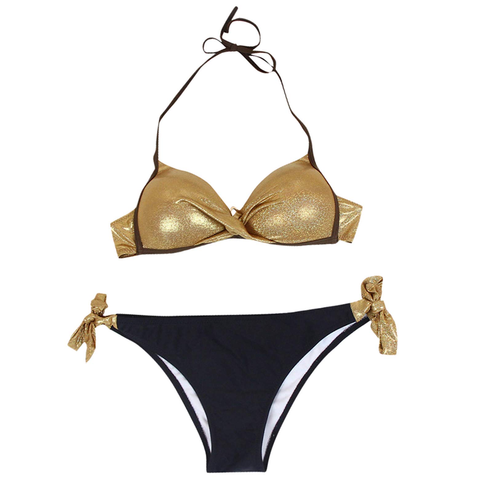 Generisch Bikini pour femme - Maillot de bain - Maillot de bain brésilien - Patchwork - Bikini à paillettes - Plage