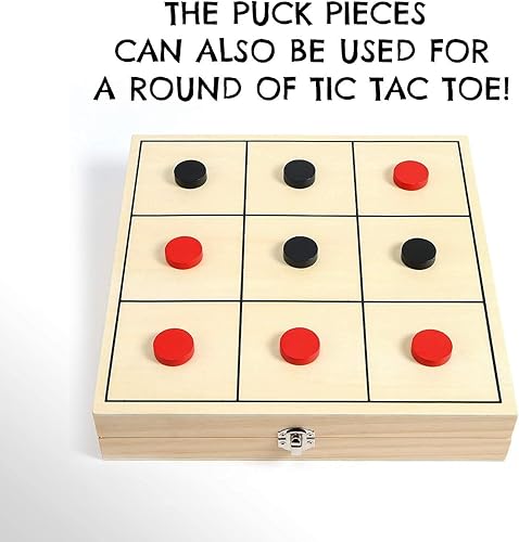 Miniatura 5 de Juego grande de tablero de ajedrez 4 en 1 juego de disco de hockey damas dedo del pie de Tic Tac - Hockey de madera juegos de mesa para juegos