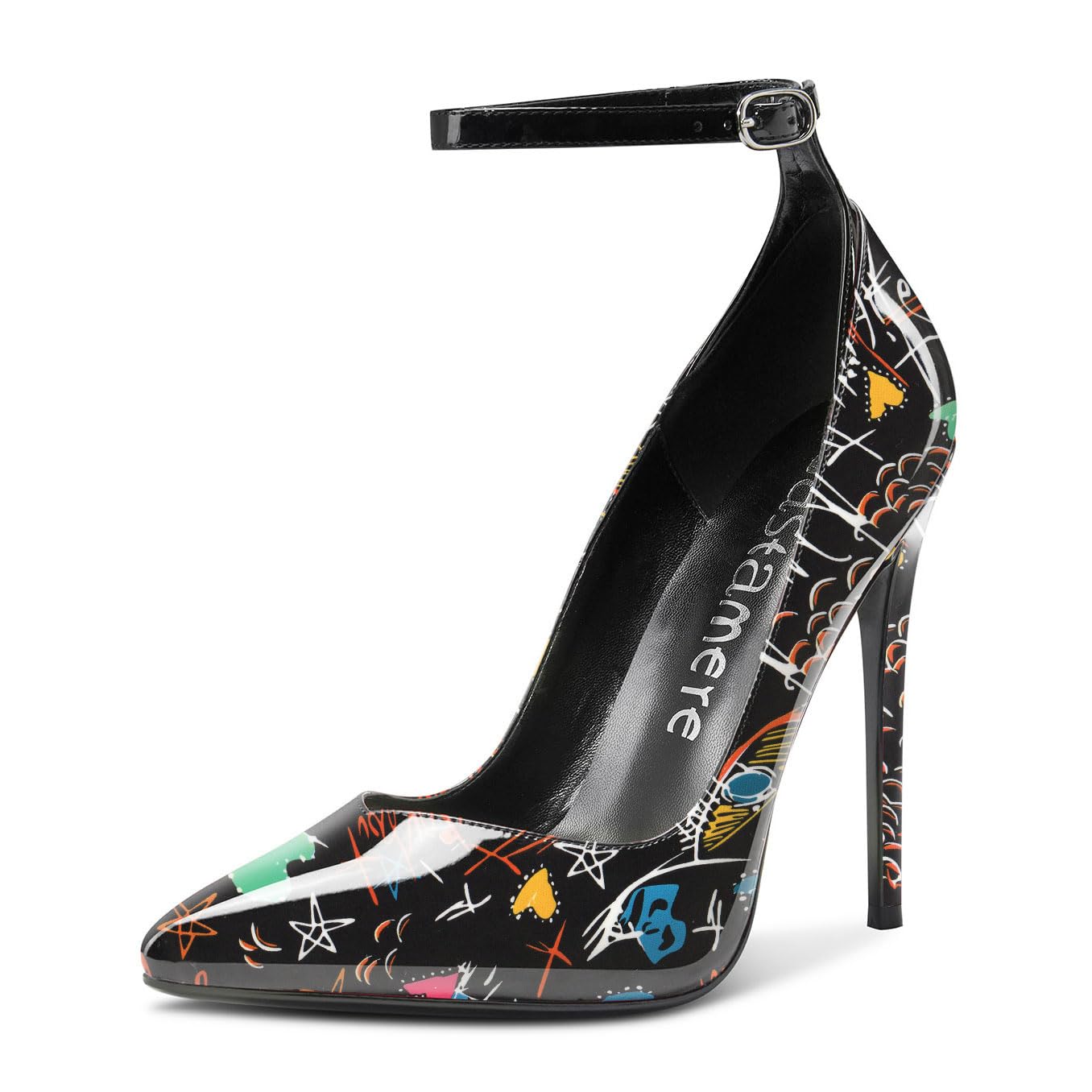 Castamere Womens Sexy Ankle Strap High Heels Pumps Elegant Pointy Toe Stilettos 12CM Heel Shoes