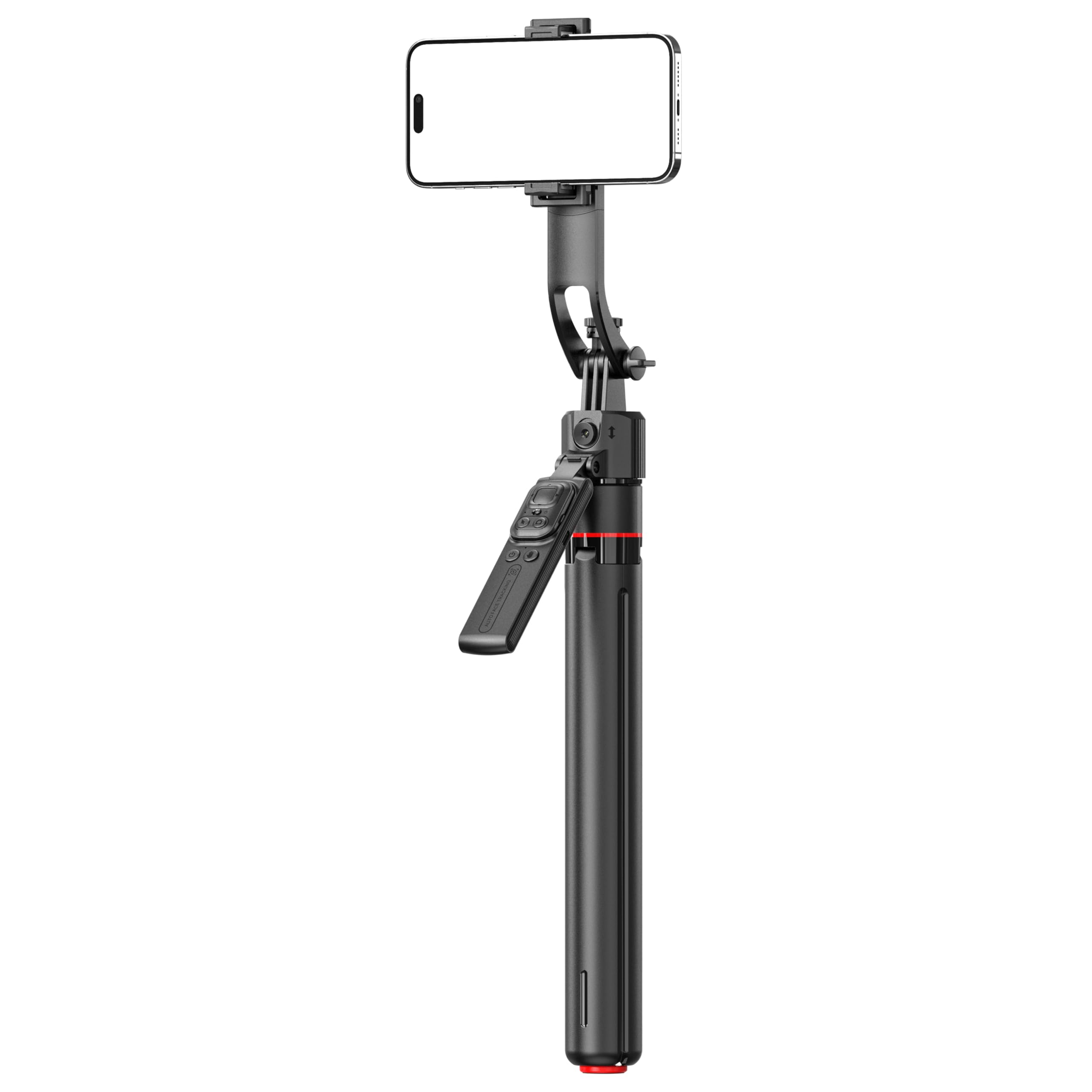 MOJOGEAR TS4 Selfie Stick Tracking Trípode con Auto-Open - 176 cm extensible - con mando a distancia Bluetooth y soporte para teléfono móvil - Trípode inteligente con seguimiento automático