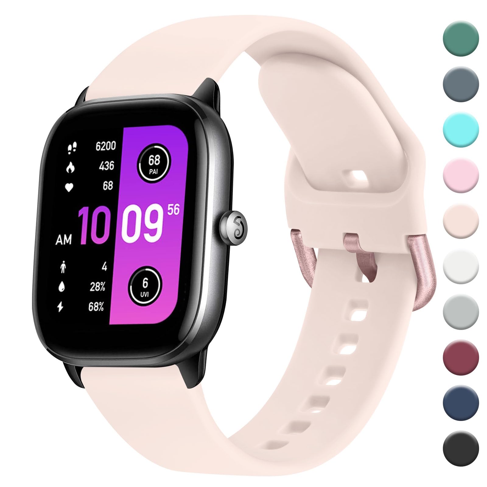 AK Straps Compatible with Amazfit GTS 2 Mini/GTS 4 / GTS 4 Mini/GTS 3 / GTS 2/GTS 2e,20mm Soft Silicone Sport Replacement Wristband for Amazfit Bip 3 Pro/Bip 3/Bip U Pro/Bip Lite/Bip S/Bip U