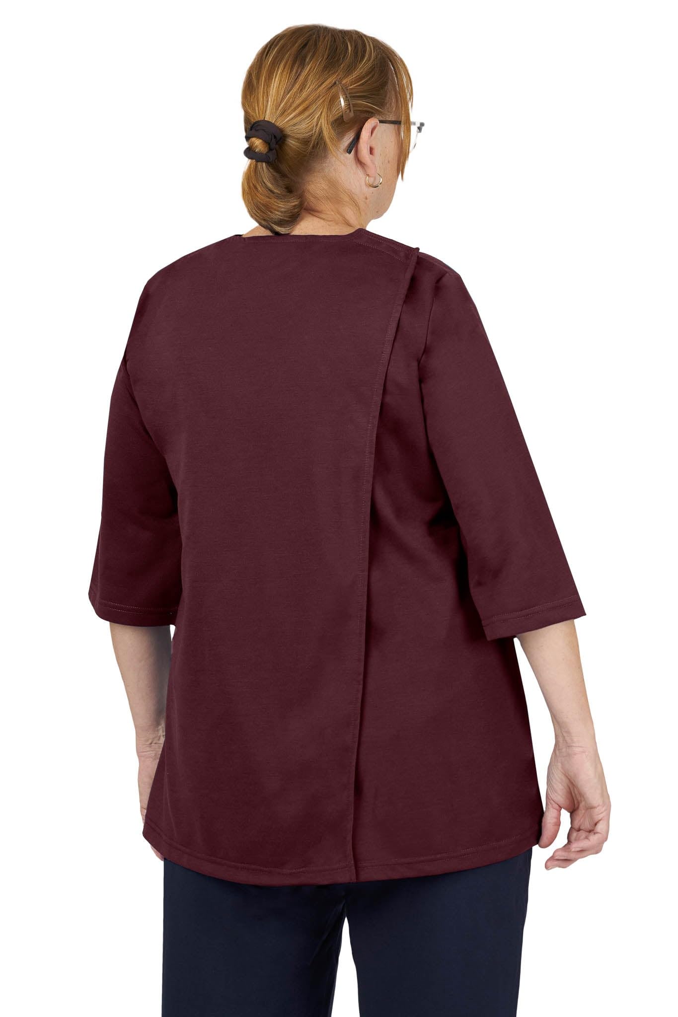 Ovidis Adaptive Top Open Back Clothing Senior Disabled Women - Nelly Burgundy 2XL