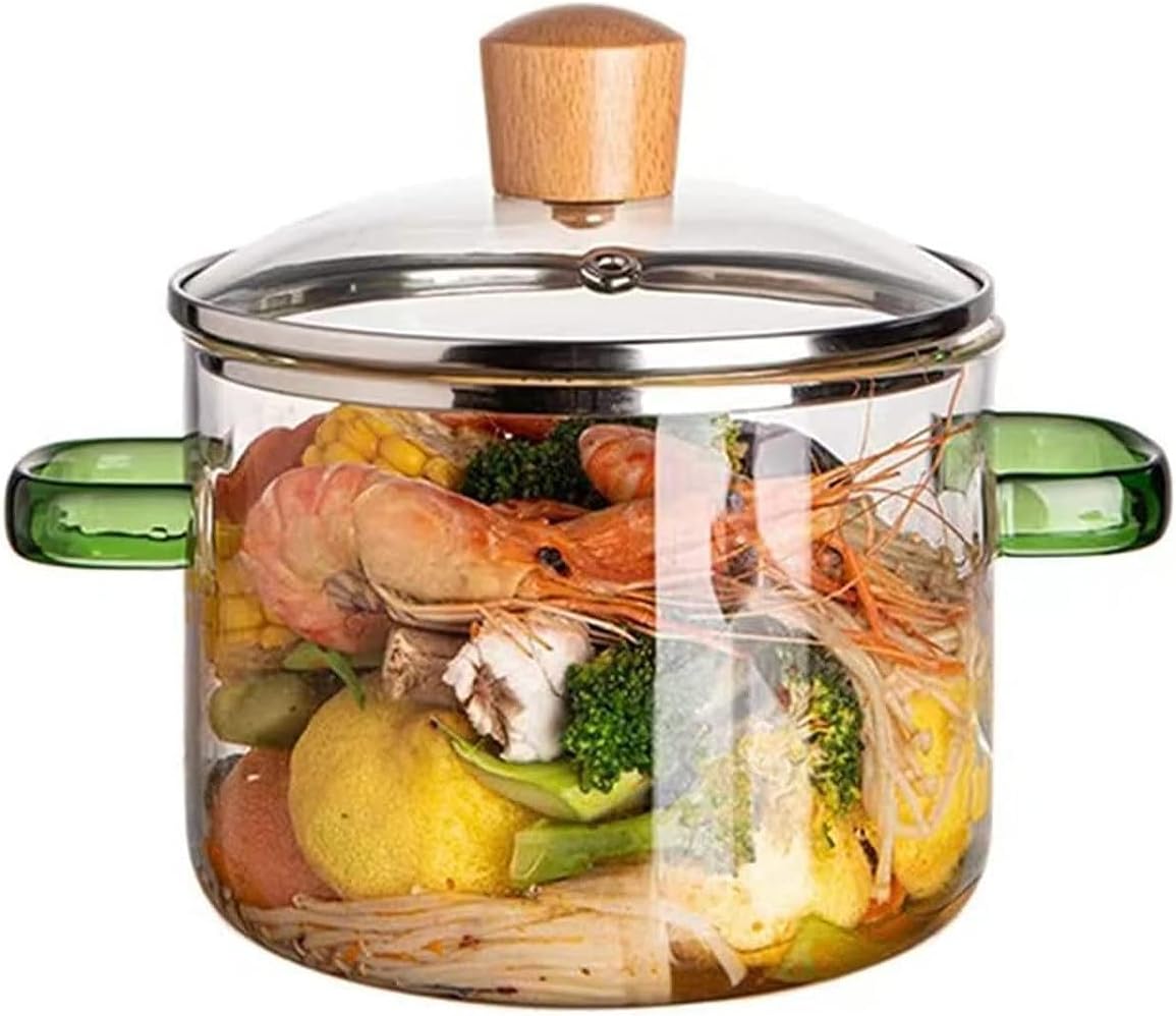 IncrizmaGlass Saucepan With Cover,1.6L Heat-Resistant Glass Stovetop Pot And Pan With Lid,The Best Handmade Glass Cookware Set Cooktop Safe For Pasta Noodle,Soup,Milk,Baby Food(1500 Ml),Polished