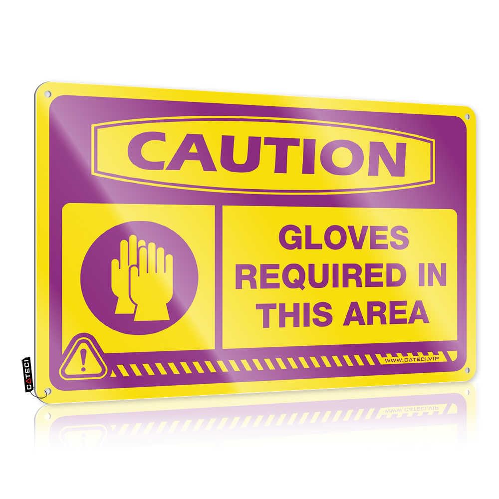 Fzfn Colour Caution Gloves Required In This Area Novelty Stuff For Bedroom - Tin Metal Decor Accessory Hanging Wall Decor(30X40cm)
