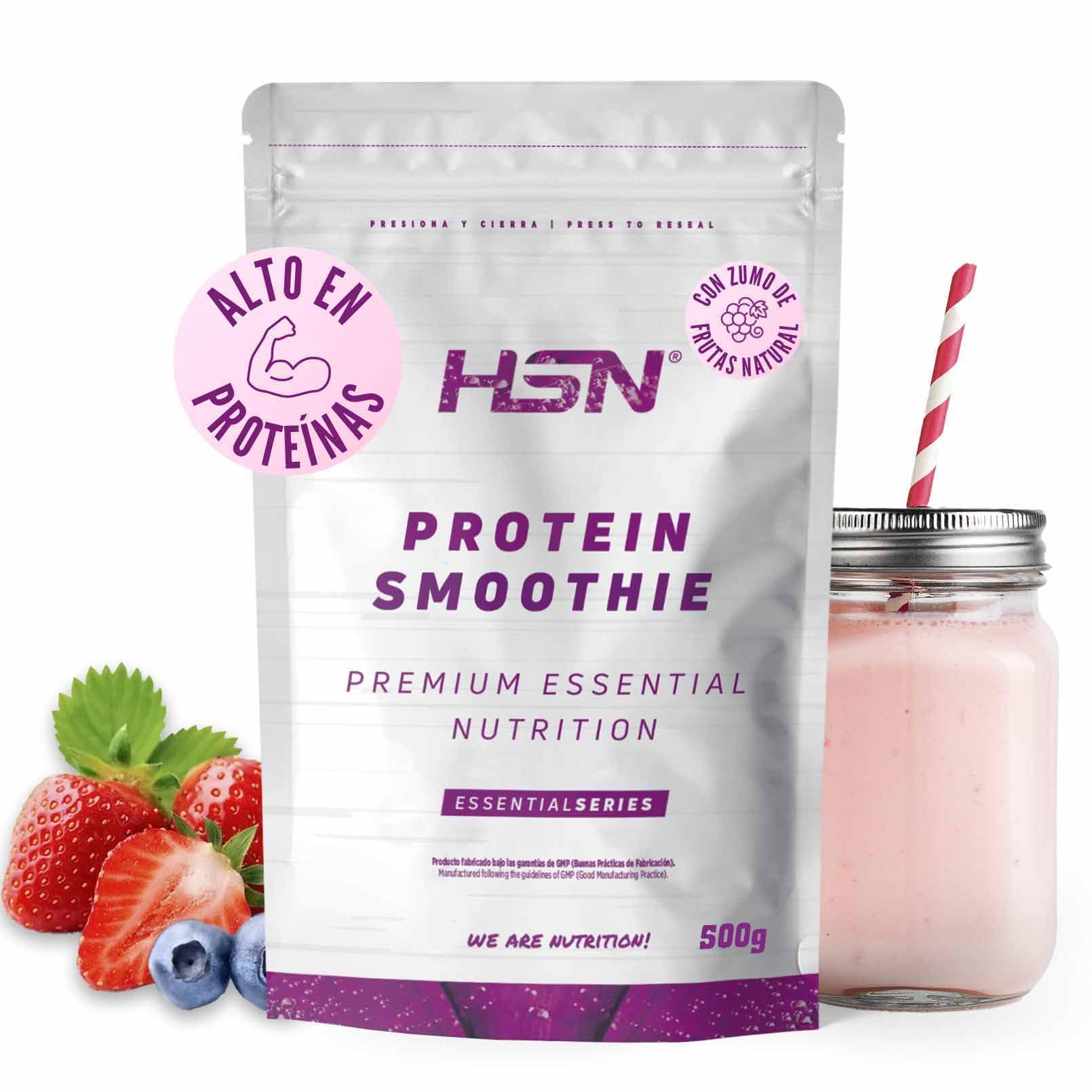 HSN Smoothie Proteico con Colágeno Hidrolizado | Frutos Rojos 500g = 25 Batidos por Envase | Batido de Proteínas y Zumo de Frutas en polvo | Sin Azúcares Añadidos | No-GMO, Sin Gluten ni Soja