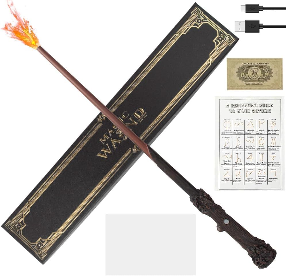 Image of Wizard Magic Wand 17 Inch Premium Metal Core LED Fireball Wand for Kids Adults Cosplay Halloween Birthday Party Collectible Roleplay Toy