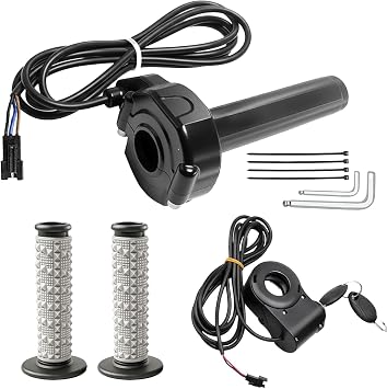 Full Twist Throttle for Ridstar Q20, Surron Throttle with Ignition Switch, Ebike Throttle Grips Cable Kit Compatible with Ridstar Q20 Electric Dirt Bike