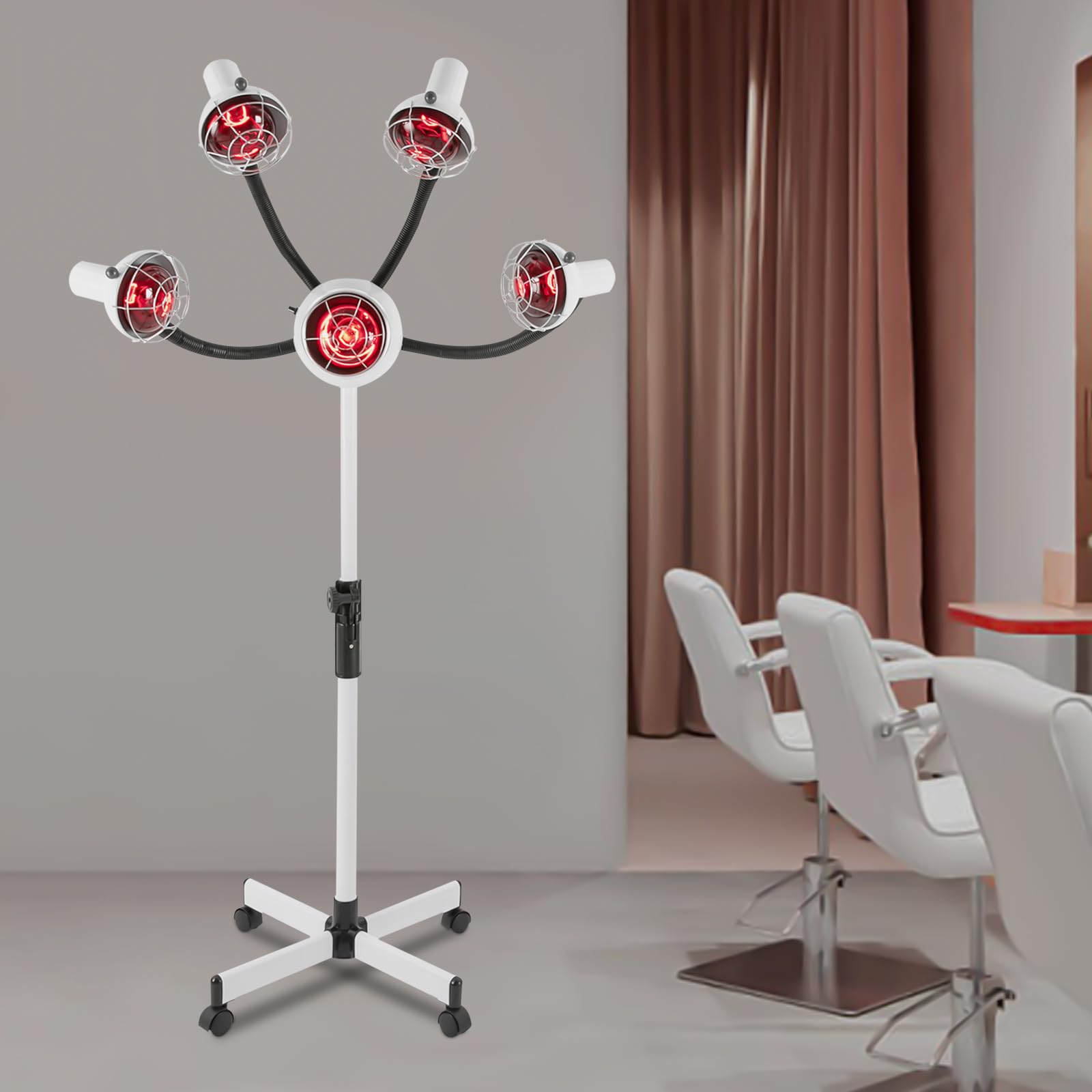5-Kopf-Infrarot-WäRmelampe HöHenverstellbarer Styling Dauerwellen Trockner Salon WäRmelampe Kopf Lampe Friseur Trockenhaube Haar Heizung Hervorragende Heizwirkung FöHn Assistent HöHenverstellbar